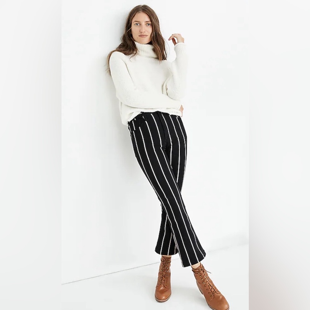Madewell Black and White Striped Cropped Pants - 27P